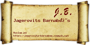 Jagerovits Barnabás névjegykártya